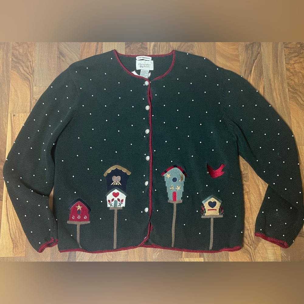 Vinatge 90's Christopher and Banks Long sleeve knit hand embroidered sweater